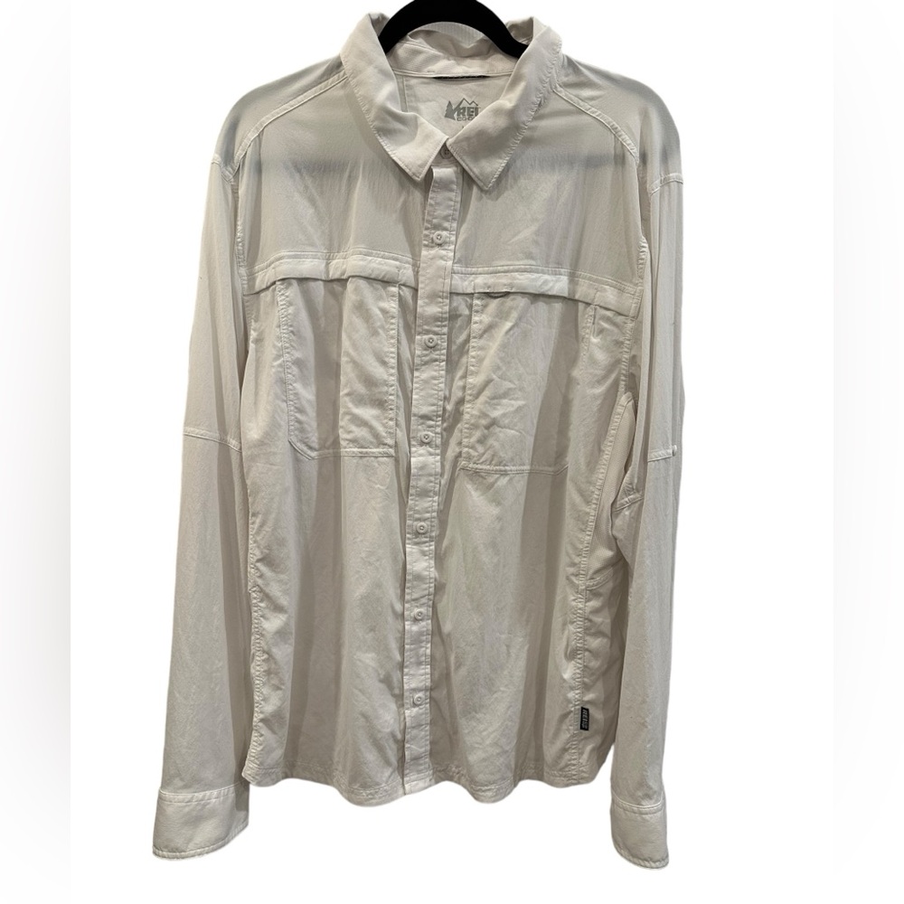 REI CO-op long sleeve white light weight breathable hiking button down Size L
